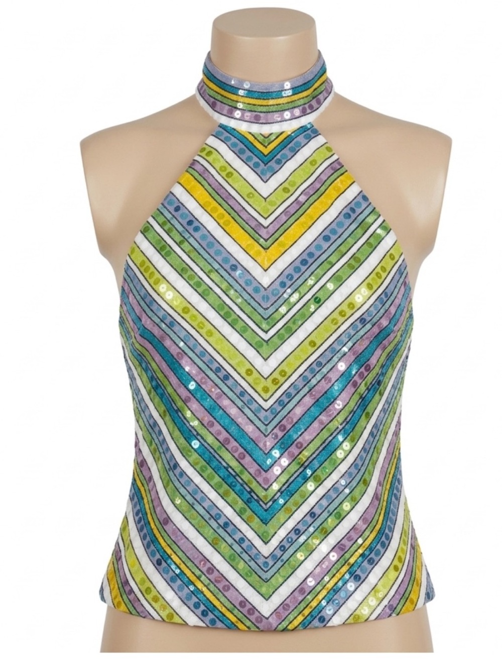 St. John
St. John Evening Multicolor
Sequin Chevron Halter Top 
Size 2